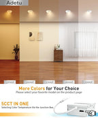 Adetu 6 Inch 360+90 Adjustable Directional Gimbal LED Recessed Lights, 5CCT Dimmable Retrofit Eyeball Can Recessed Lights with Jbox, White (6 Pack)