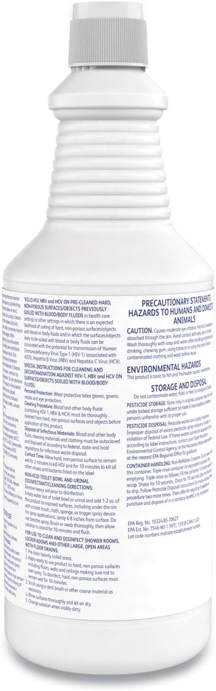 CREW Diversey 100925283 Neutral Non-Acid Bowl & Bathroom Disinfectant, 32 oz Squeeze Bottle, 12/CT