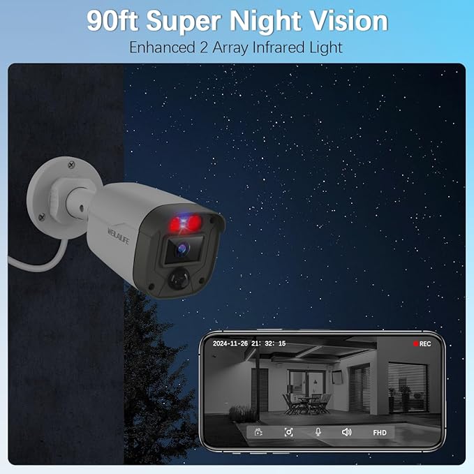 【122° Wide-Angle】 Outdoor Wired Security Camera System, Home Video Surveillance Systems, CCTV Cameras for Home, DVR Surveillance Kits