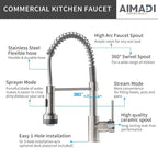 AIMADI Modern Kitchen Faucet Pull Down Sprayer,Stainless Steel Single Handle Kitchen Sink Faucet with LED Light,Brushed Nickel