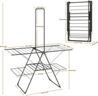 Bigzzia Clothes Drying Rack Foldable, 68.9Inch High Hanger Laundry Drying Rack with 4 Height-Adjustable Wings, Lightweight and Space Saving Clothes Airer for Apartments, Dorms, Camping