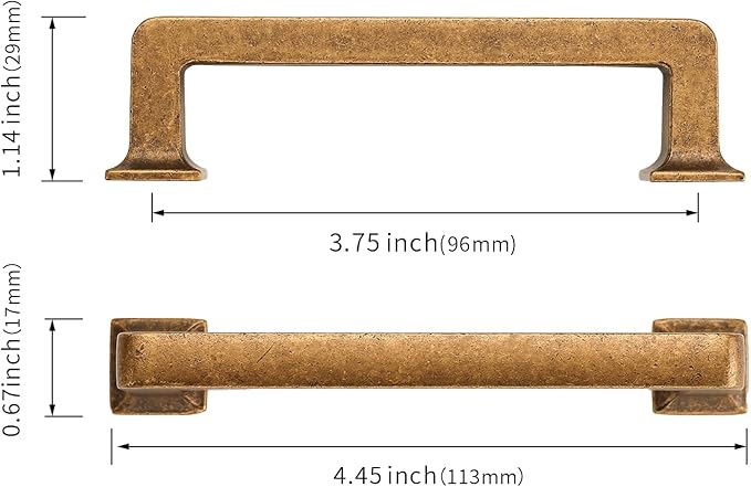 6 Pack Antique Brass Cabinet Pulls 3.75 Inch Kitchen Cabinet Handles Vintage Drawer Pulls Kitchen Handles for Cabinets Retro Dresser Pulls Drawer Handle