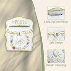 Mailbox Wall Mount Mailboxes for Outside Vintage Mail Boxes for House Outside Metal Drop Box Antique Style Nostalgic Charm Home Decorative, Bird Pattern, White