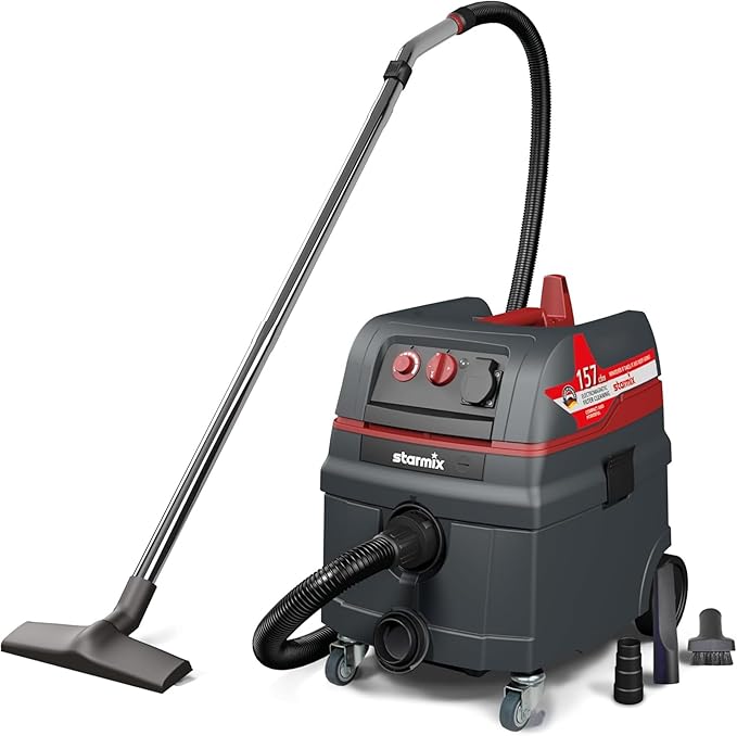 Starmix 1625 "Powerhouse Top 6.6 Gallons/25L, High Performance Multi-Use Portable Dust Extractor - Wet/Dry - Auto Self-Clean Filter System - HEPA Certified, 103464