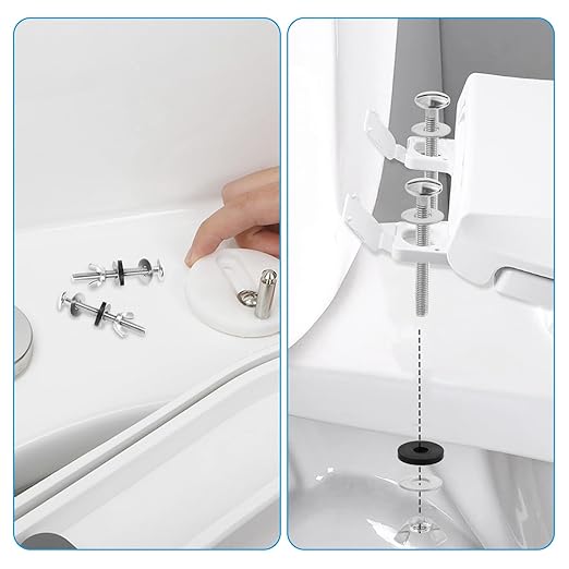 2PCS Universal Toilet Seat Bolts Kit,5/16 * 3.15 Inch Heavy Duty Stainless Steel Toilet Seat Screws with Specially Designed Stainless Steel Butterfly Downlock Nuts，Easy Installation and Long Lasting