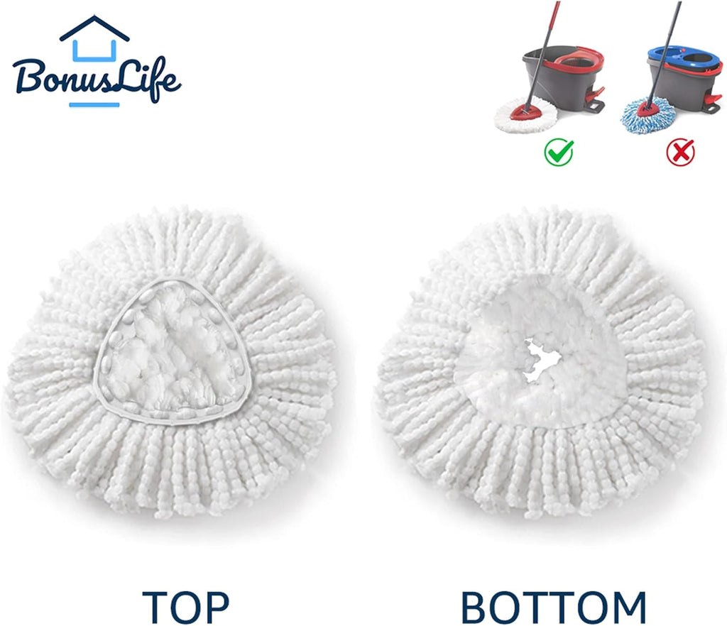 BonusLife 2-Pack Mop Head for O-Ceda EasyWrin Spin Mop Refill 1-Tank System Only Easy Cleaning Microfiber Replacement