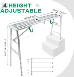 Zonon 63" L x 11.8" W x 32" to 51" H Folding Work Platform Portable Scaffolding Step Stool 4 Height Adjustment 800 Lbs Load Capacity Non Slip Work Platform Ladder for Home Drywall Cleaning Painting