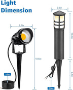 SUNVIE 12-Pack Low Voltage Landscape Lighting Kit LED Bollard Pathway Lights Wired with Spotlights for Garden, Path, Yard, Patio, Cast-Aluminum, IP65 Waterproof, 12-24V AC/DC, 3000K Warm White, Black