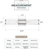 Bathroom Light Fixtures, Brushed Nickel Vanity Lights Over Mirror with Cleae Glass Shade, 2-Light Modern Wall Sconces Up and Down Wall Lamp for Bathroom Bedroom Hallway, VL834-BN-CH