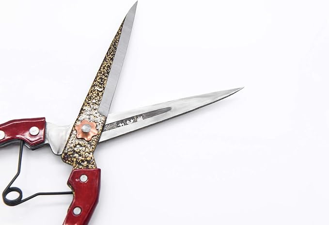 Grass Shear Sheep Shear Alpaca Shear - Coated Wear-Resistant Handle, Manganese Steel Double Blade, Strong Spring Suitable For Cattle And Sheep and Horse Hair Hand-Cut (Red 10.2 inches)