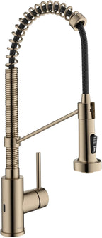 KRAUS Bolden Touchless Sensor Commercial Style 2-Function Single Handle Pull Down Kitchen Faucet in Spot-Free Antique Champagne Bronze, KSF-1610SFACB