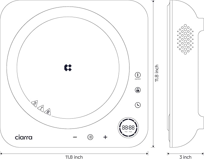 CIARRA Slim Portable Induction Cooktop – Single Burner Electric Stove with Touch Sensor, Digital Timer & Safety Lock for Countertop Cooking, Efficient Induction Cooker for Home Use, Orange