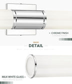 Bathroom Light Fixtures, 2-Light Vanity Lights for Mirror with Milk Glass Shade, Chrome Up and Down Wall Sconces for Bathroom Bedroom Hallway, VL834-CH-ML