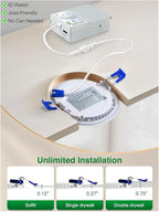 zouzai 6 Inch 5CCT Ultra-Thin LED Recessed Ceiling Light with Junction Box, 2700K/3000K/3500K/4000K/5000K Selectable, 12W Eqv 110W,Dimmable, led can Lights- ETL and Energy Star Certified【 6 Pack 】