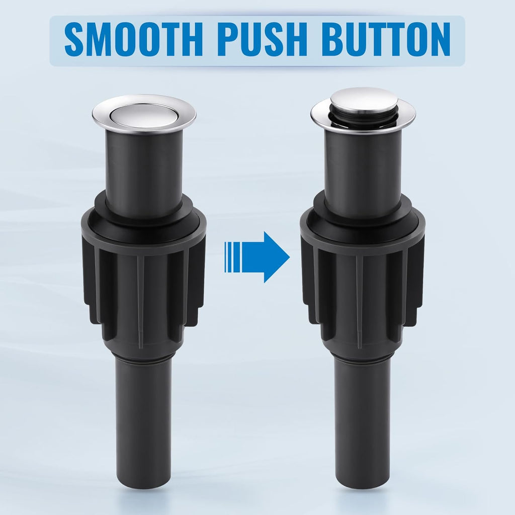 ALEASHA Pop Up Sink Drain Without Overflow, Bathroom Sink Drain Vessel Sink Stopper Pop Up Sink Drain Stopper, Pop Up Drain for Bathroom Sink Drain Strainer for Hair Catcher,Chrome