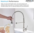 AIMADI Modern Kitchen Faucet Pull Down Sprayer,Stainless Steel Single Handle Kitchen Sink Faucet with LED Light,Brushed Nickel