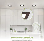 ASD 6 Pack LED Square Recessed Lighting 4 Inch, 5 CCT 2700K-5000K, 12W 50W Eqv, Ultra Thin Dimmable Ceiling Lights with J Box, Canless Wafer Downlight, Slim Panel, UL Energy Star, Oil-Rubbed Bronze