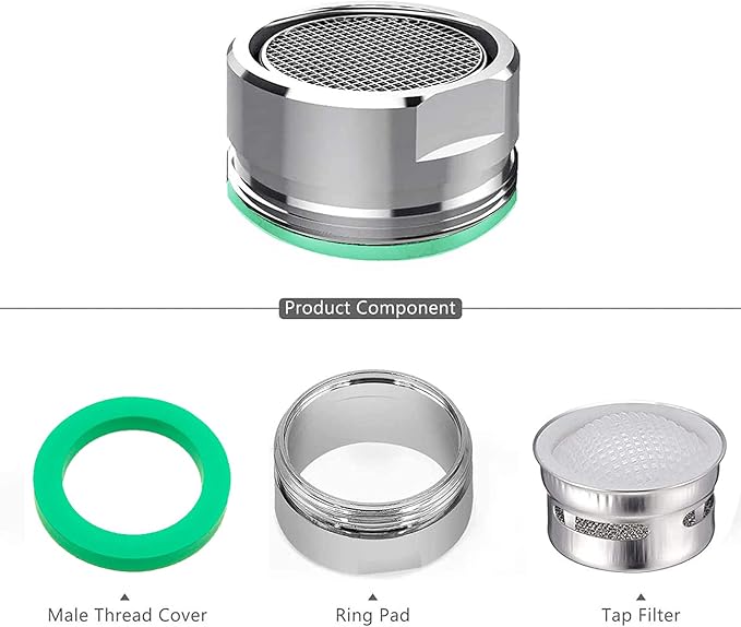 4PCS Faucet Aerator, 2 Packs of Aerator Filter Replacement Parts, With Brass Housing 15/16 Inch 24mm External Thread Aerator Faucet Filter, With Gasket, For Kitchen and Bathroom