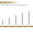 142 Pieces #8 x 1/2" 5/8" 3/4" 1" 1-1/4" Phillips Countersunk Head Self-Tapping Screws, Wood Screws Assortment Kit, 304 Stainless Steel