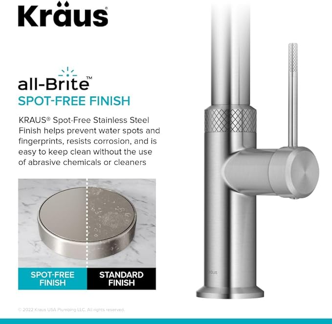 KRAUS Oletto Modern Industrial Pull-Down Single Handle Kitchen Faucet in Spot Free Stainless Steel, KPF-2654SFS