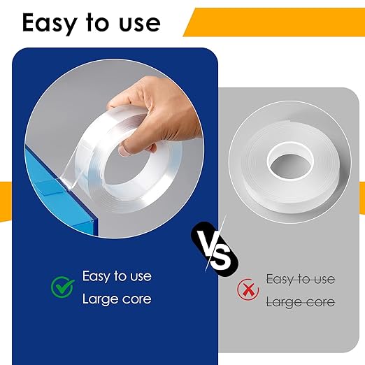 Double Sided Tape Heavy Duty, Nano Tape Mounting Tape Clear Multipurpose Strong Adhesive Tape for Home, Office, 1.2 in × 9.85 FT, 1 Pack