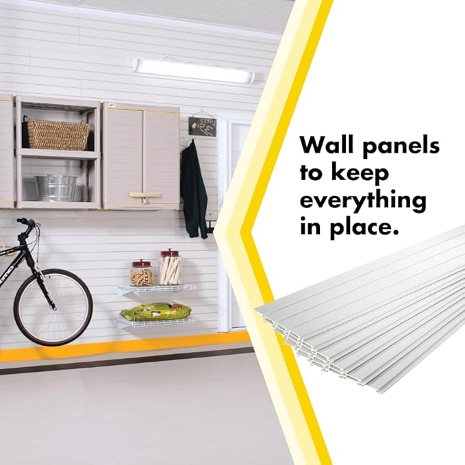 GarageTek Heavy Duty PVC Garage Slatwall | 8ft x 1ft TekPanel (5-Pack) | Garage Organizer Hanging System