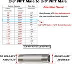 Beduan Stainless Steel Pipe Fittings, 3/8" NPT x 3/8" NPT Male Threaded, 2" Length Nipple Cast Pipe