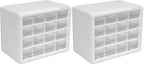 Akro-Mils 16-Drawer Plastic Drawer Storage Cabinet for Garage Organization, Beads, Makeup Organizer, Building Bricks Storage, Teacher Toolbox, 10-1/2-Inch W x 6-1/2-Inch D x 8-1/2-Inch H, 10116 White