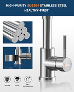 APPASO Kitchen Faucet with Soap Dispenser, SUS304 Pull Down Kitchen Faucet Commercial Single Handle High Arc Faucet for Kitchen Sink, Brushed Nickel