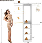 48" Small Closet Organizer, 4FT Closet System for Small Closets with 4 Hanging Rods & 3 Shelves, 80"H Small Closet Organizers and Storage for Bedrooms, Cloakrooms, White