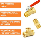 GASHER 6PCS 3/8 Inch NPT Brass Pipe Fitting, Ball Valve, Barstock Tee Brass Pipe Fitting and Air Hose Fitings