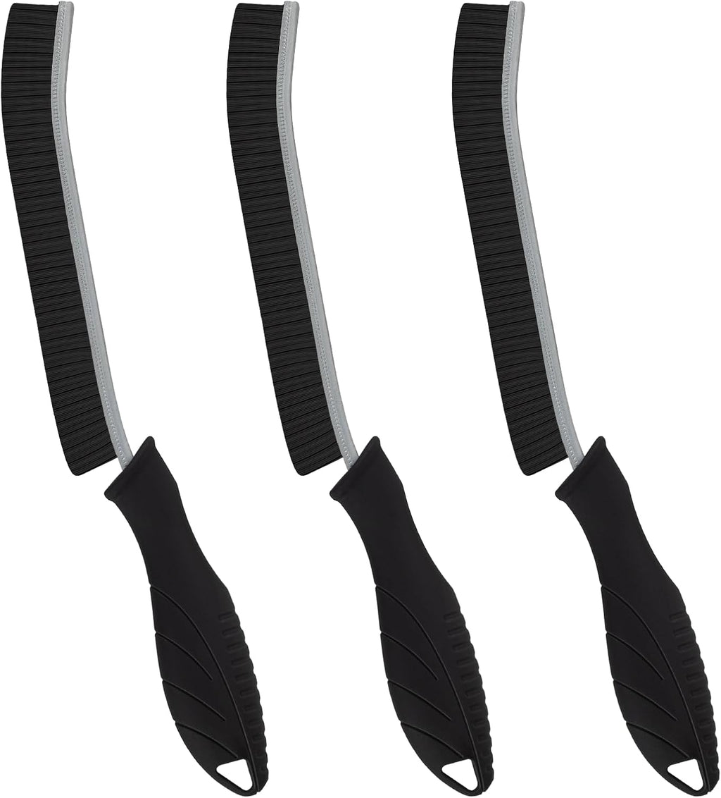 Hard Bristle Crevice Cleaning Brush - Home Cleaning Tools, Multi-Purpose Crevice Supplies for Kitchen, Bathroom, Toilet, Window, Vehicle, Faucets, Grout, Home (3, Black)