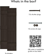 Board & Batten Vinyl Shutters (1 Pair) | 11"x55" (3-Board) - Stone Mason Brown | Exterior Window Shutters | Includes Mounting Hardware | Simple Installation | Made in USA