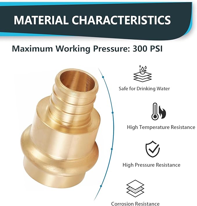 (Pack of 30) Seelink 3/4"Press x 3/4"Pex Crimp Coupling Brass Adapter, Press Fittings For Copper and Pex Pipe Connection(PEX1807346-30Pack)