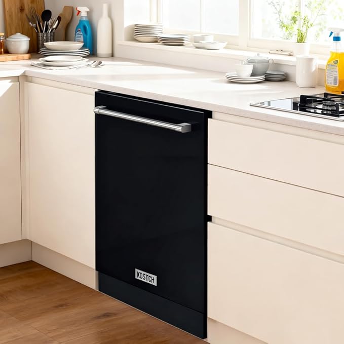 30 inch Freestanding Natural Gas Range or Liquid Propane Gas Range with 5 Burners, Large Capacity 24 inch Top Control Built-In Dishwasher with Third Rack, in Stainless Steel (Black)