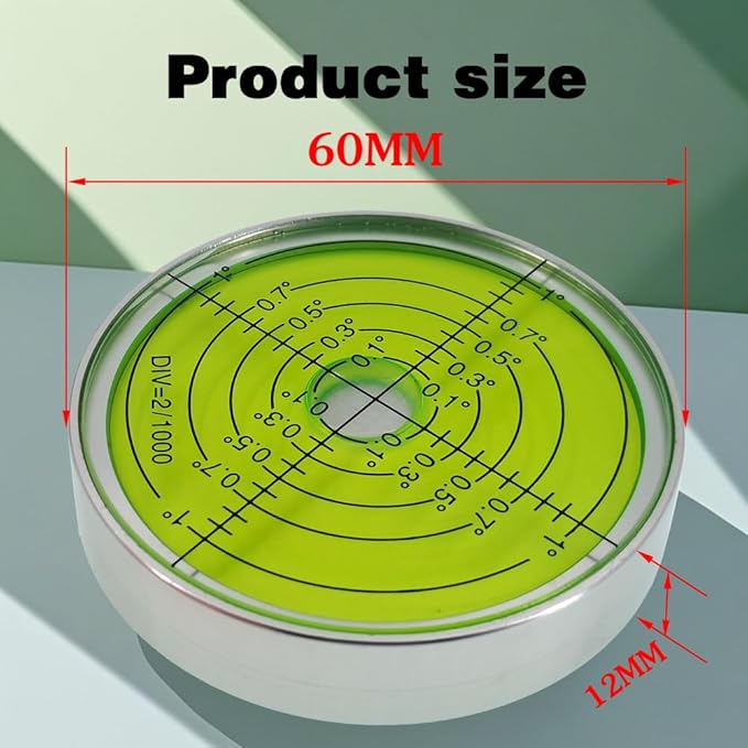 6'/2mm Point high Precision Universal Level Bubble Metal Bubble Water Leveler Cross Gauge Small Household (Silver Green Magnetic)