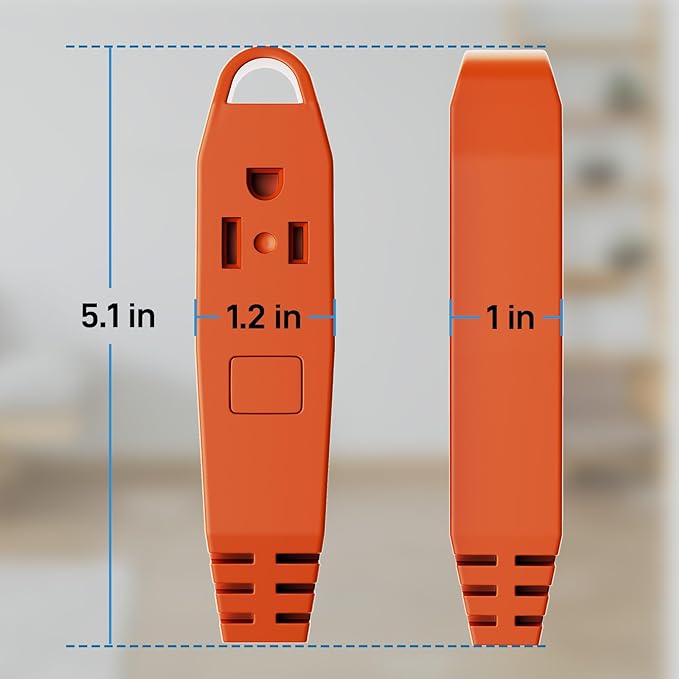 K KASONIC - 12-Feet 3 Outlet Extension Cord, UL Listed, 16/3 SJTW 3-Wire Grounded, 13 Amp 125 V 1625 Watts, Multi-Outlet Indoor/Outdoor Use, Orange
