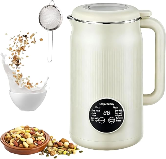 Nutripour - The 8-in-1 Multifunction Nut Milk Maker Machine, 40.32oz Nutmilk Maker Machine with 12 Blades, Automatic Soy Milk Maker for Homemade Oat, Soy, Juice with Delay Start/Self Cleaning