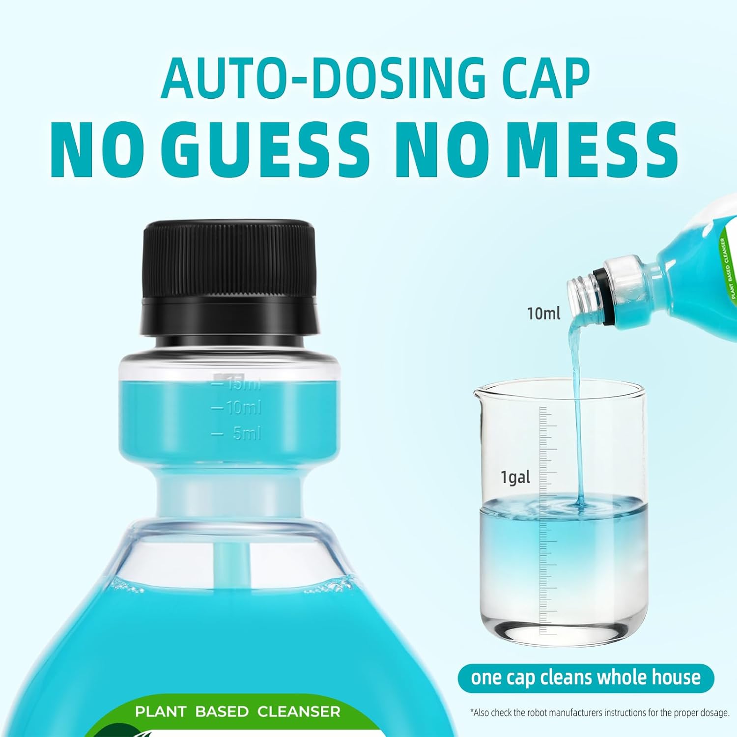 100X Concentrated Floor Cleaner Solution - Plant-Based, Pet-Safe Formula for Hardwood, Tile, Laminate, Vinyl & Bamboo - Pre-Measured Bottle for Perfect Dilution with All Robot Mops