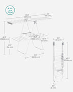 SONGMICS Clothes Drying Rack, Foldable 2-Level Laundry Drying Rack, Free-Standing Laundry Airer, with Height-Adjustable Wings, 33 Drying Rails, Sock Clips, White and Gray ULLR053G01V1
