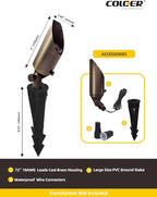COLOER Die-cast Brass Landscape Spot Lights Outdoor, 12V AC/DC Low Voltage Landscape Spotlights, IP65 Waterproof Outdoor Lighting Fixture(103B, Bronze,1-Pack Without Bulb)