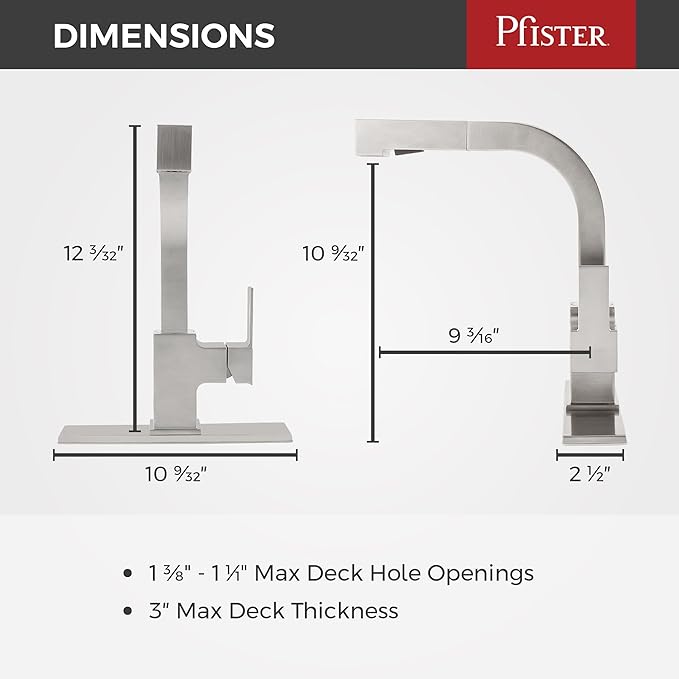 Pfister Arkitek Kitchen Faucet with Pull Out Sprayer, Single Handle, High Arc, Stainless Steel Finish, LG534LPMS