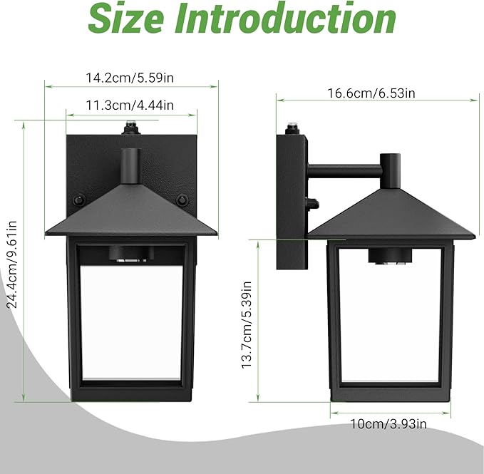 zemty Dusk to Dawn Outdoor Lighting Fixtures Wall Mount, Matte Black Outdoor Porch Lights with E26 Socket, Waterproof Exterior Wall Sconce for House, Doorway, Garage(Bulb Not Include)