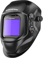 ARCCAPTAIN Welding Helmet Auto Darkening, 3.94"X3.66" Large Viewing Screen True Color Welding Hood with 4 Arc Sensor Solar Powered, Wide Shade 4-5/5-9/9-13 for ARC TIG MIG Welding Helmets for Men