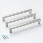 Drawer Handles Brushed Nickel 10 Pack,8 Inch Hole Center 203mm Square Cabinet Handles Dresser Pulls Stainless Steel Cupboard Handles Modern Kitchen Cabinet Hardware
