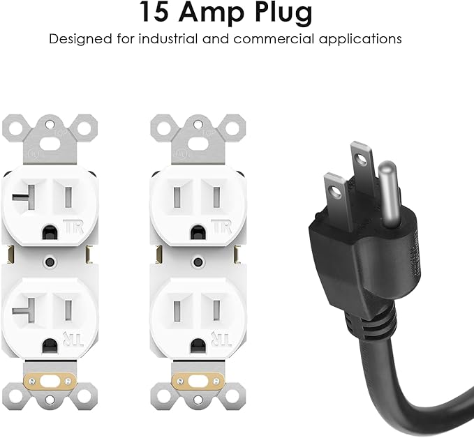 JUNNUJ Heavy Duty 20 Amp Surge Protector 4800J, Garage Metal 8 Outlets 12 Gauge, High Amp 5-15P Adapter Shop 6-20R T-Slot Industrial Outlet, 6 FT Extension Cord Commercial for Appliance, Grey