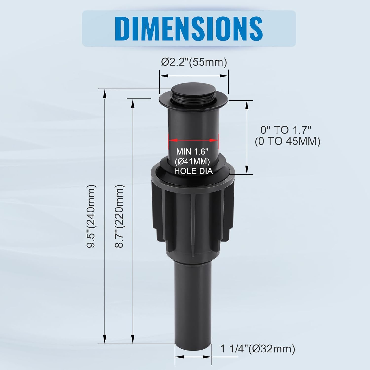 ALEASHA Pop Up Sink Drain Without Overflow, Bathroom Sink Drain Vessel Sink Stopper Pop Up Sink Drain Stopper, Pop Up Drain for Bathroom Sink Drain Strainer for Hair Catcher, Matte Black