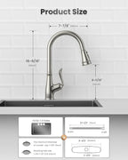 APPASO Brushed Nickel Kitchen Faucet, Single Handle Kitchen Faucet with Pull Down Sprayer, Stainless Steel High Arch, Neoperl Aerator, CUPC-Certified Pull-Out Hose, Water Supplies and Valve Core