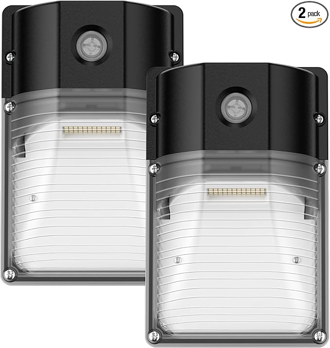 30W LED Wall Pack Light with Dusk to Dawn Sensor, 3600LM, 5000K Daylight, 120Vac Led Porch Lights, IP65 Waterproof Outdoor Security Lighting for Garage Warehouse Garden, ETL Certified, 2 Pack