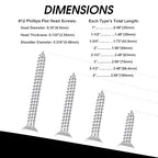 White Head 50 PCS #12X2-1/2(2.5 inch) Stainless Steel Phillips Flat Head Wood Screws,Stainless Steel 18-8 A2(304) Screw,Home Screw Kit by QISHENG